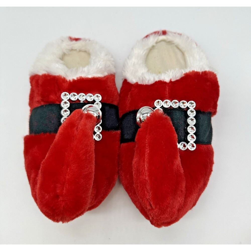 Dan Dee Christmas Santa Elf Slippers with Jingle Bell Size M 7-8 Fuzzy Red 2017 - Picture 11 of 11